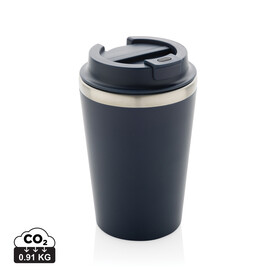 Java 350ml doppelwandiger Becher aus RCS recyceltem PP navy blau bedrucken, Art.-Nr. P437.1425