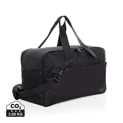 Swiss Peak Aware™ RPET 15,6&quot; Laptop-Wochenendtasche schwarz bedrucken, Art.-Nr. P707.2701