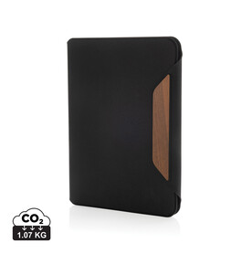 Teri AWARE™ A5 Portfolio aus RPET und Walnuss schwarz bedrucken, Art.-Nr. P774.6401