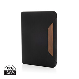 Teri AWARE™ A5 Portfolio aus RPET und Walnuss schwarz bedrucken, Art.-Nr. P774.6401