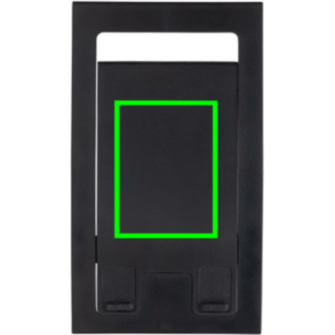SnapStand faltbarer Telefonständer aus RCS recyceltem ABS schwarz bedrucken, Art.-Nr. P301.4101