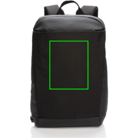 Madrid Anti-Diebstahl RFID USB Laptop-Rucksack schwarz, schwarz bedrucken, Art.-Nr. P762.511