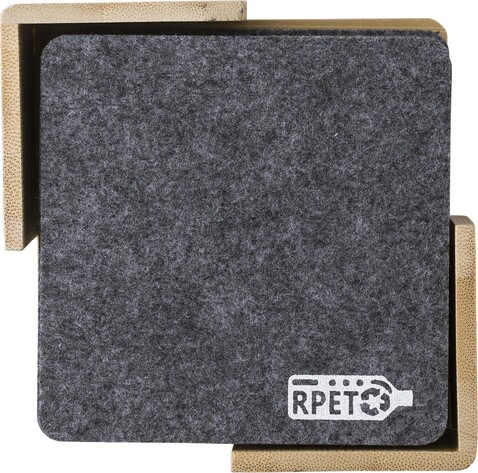 rPET-Filz-Untersetzer-Set Lawrence – Grau bedrucken, Art.-Nr. 003999999_1014853