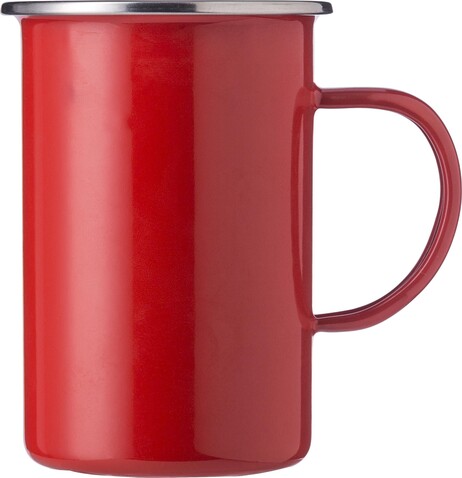 Emaille-Tasse Ayden | Edelstahlrand | 450 ml – Rot bedrucken, Art.-Nr. 008999999_1014857 Emaille-Tasse Ayden | Edelstahlrand | 450 ml – Rot bedrucken, Art.-Nr. 008999999_1014857