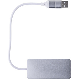 Recycelte Aluminium USB Hub Layton – Silber bedrucken, Art.-Nr. 032999999_1015140