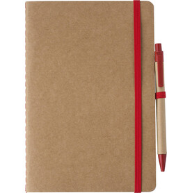 Notizbuch aus recyceltem Karton (A5) Theodore – Rot bedrucken, Art.-Nr. 008999999_1015152