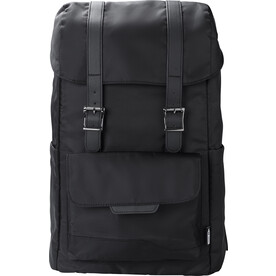 rPET (290T) Polyester Twill Rucksack mit Lasche Marlowe – Schwarz bedrucken, Art.-Nr. 001999999_1015156