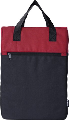 rPET-Polyester (600D) Rucksack Olive – Rot bedrucken, Art.-Nr. 008999999_1015157