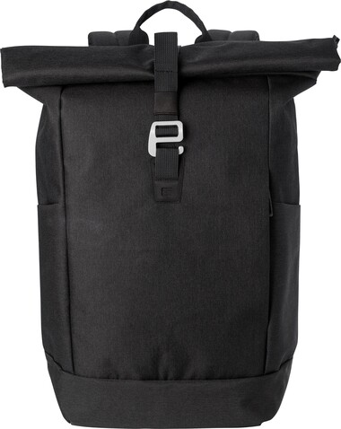 Polyester (600D) Rolltop-Rucksack Dax – Schwarz bedrucken, Art.-Nr. 001999999_1024149