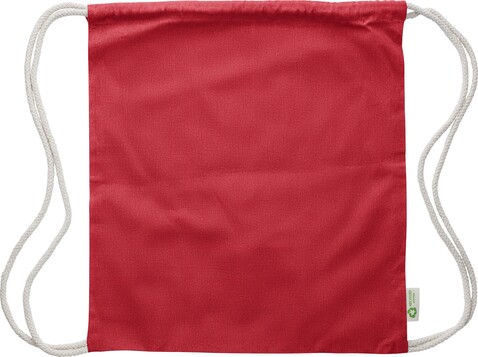 Kordelzugtasche aus recycelter Baumwolle Joy – Rot bedrucken, Art.-Nr. 008999999_1039470