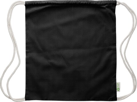 Beutel Joy | Recycelte Baumwolle | 120 g/m² – Schwarz bedrucken, Art.-Nr. 001999999_1039470