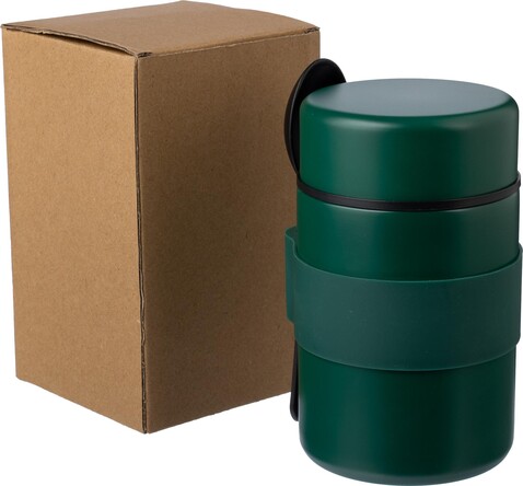 Doppelwandige Lunchbox Niko aus Edelstahl – Blau bedrucken, Art.-Nr. 005999076_1096712