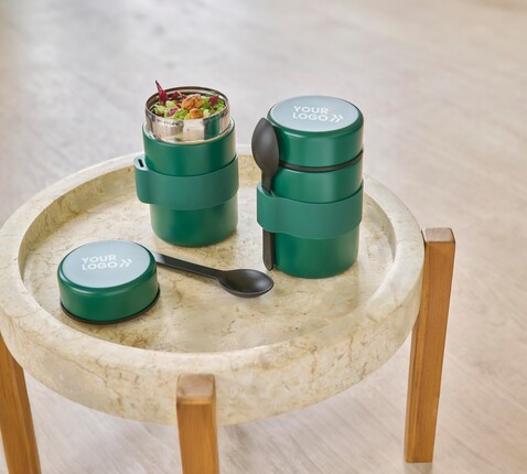 Doppelwandige Lunchbox Niko aus Edelstahl – Blau bedrucken, Art.-Nr. 005999076_1096712