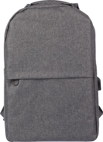 Laptop-Rucksack Henrik | Recycelt | USB-Anschluss – Grau bedrucken, Art.-Nr. 003999999_1096836