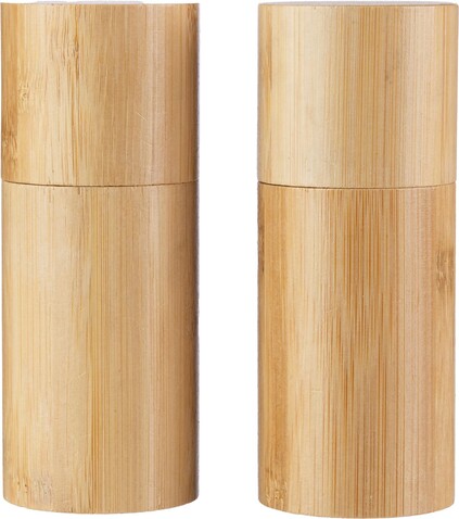 Bambus-Gewürzmühlen-Set Christine – Braun bedrucken, Art.-Nr. 011999999_1097192