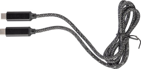 Ladekabel aus Nylongewebe 65W Claudia – Schwarz bedrucken, Art.-Nr. 001999999_1097552
