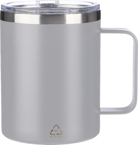 Doppelwandiger Thermobecher Renate | Recycelt | 300 ml – Grau bedrucken, Art.-Nr. 003999999_1097560