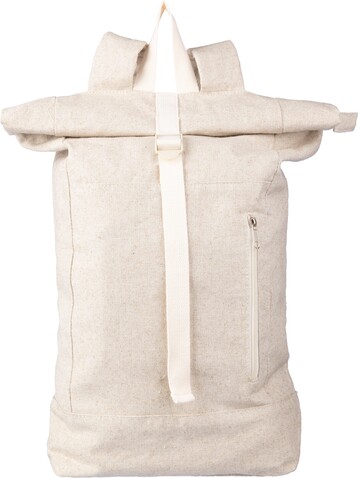 Hanf (280 gr/m2) Rolltop Rucksack Margarete – Khaki bedrucken, Art.-Nr. 013999999_1103678