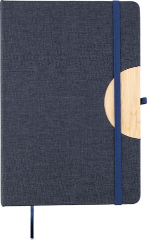 Notizbuch Ernst | Recycelt | A5 | Handyhalter – Blau bedrucken, Art.-Nr. 005999999_1103692
