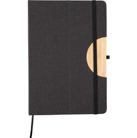 rPET (300D) Notizbuch A5 Ernst – Schwarz bedrucken, Art.-Nr. 001999999_1103692