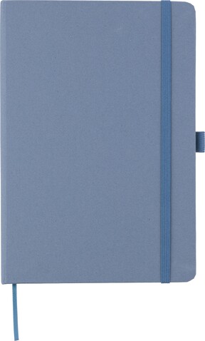Recycelter Bioabfall und Karton-Notizbuch A5 Gertrud – Blau bedrucken, Art.-Nr. 005999999_1103693