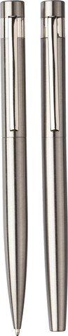 Schreibset Fritz | Edelstahl | Drehkugelschreiber und Rollerball – Silber bedrucken, Art.-Nr. 032999128_1103697