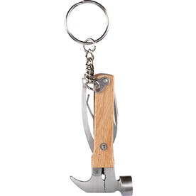 Schlüsselanhänger Heinrich | Bambus | Multitool – Braun bedrucken, Art.-Nr. 011999999_1107131