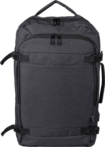 rPET-Polyester (300D) Rucksack Malcolm – Schwarz bedrucken, Art.-Nr. 001999999_1148485
