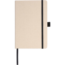 Notizbuch Friedrich | Zuckerrohr | A5 | Liniert – Schwarz bedrucken, Art.-Nr. 001999999_1148542