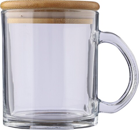 Trinkbecher Ashley | Recyceltes Glas | Bambusdeckel | 300 ml – Neutral bedrucken, Art.-Nr. 021999999_1171291