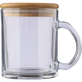 Trinkbecher Ashley | Glas | Bambusdeckel | 300 ml – Neutral bedrucken, Art.-Nr. 021999999_1171291