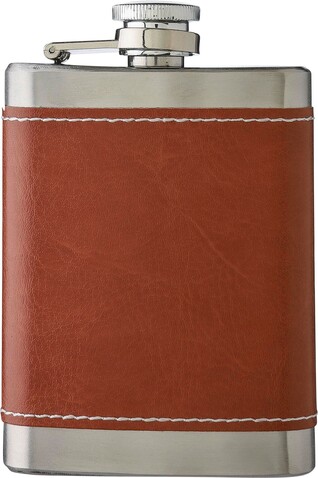 Flachmann aus Edelstahl Cedric – Braun bedrucken, Art.-Nr. 011999999_1171295