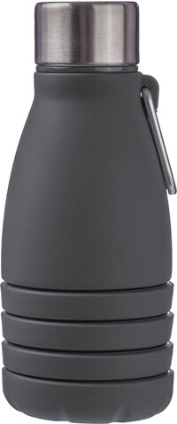 Faltbare Silikon-Trinkflasche Erin 550 ml – Schwarz bedrucken, Art.-Nr. 001999999_1172250