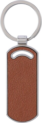 Schlüsselanhänger Jill | Recycelt | Leder | Oval – Braun bedrucken, Art.-Nr. 011999999_1172419