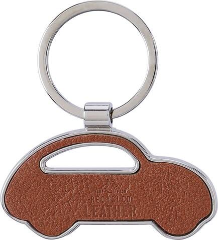 Schlüsselanhänger Joan | Recycelt | Leder | Auto – Braun bedrucken, Art.-Nr. 011999999_1172421