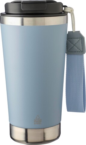 Doppelwandiger Trinkbecher aus recyceltem Edelstahl 500 ml Kayla – pastellblau bedrucken, Art.-Nr. 363999999_1172551