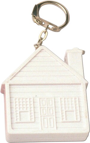 Maßband-Schlüsselanhänger Dane | Kunststoff | 2 Meter | Hausform – Weiß bedrucken, Art.-Nr. 002999999_2130