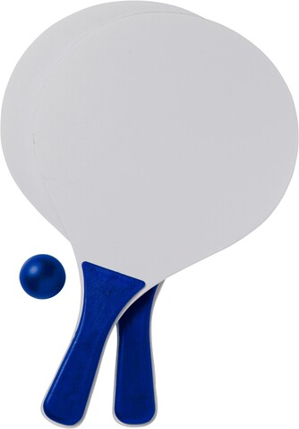 Strandspiel-Set Fabien | Holz | 2 Schläger und Ball – Blau bedrucken, Art.-Nr. 005999999_2578