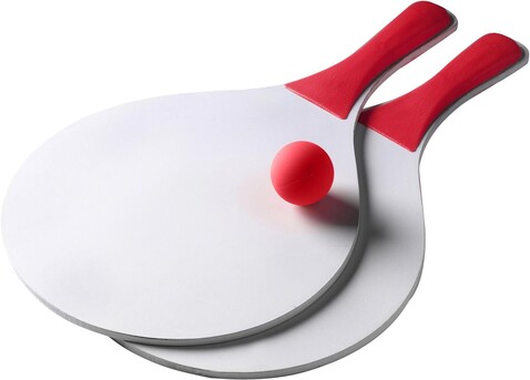 Strandspiel-Set Fabien | Holz | 2 Schläger und Ball – Rot bedrucken, Art.-Nr. 008999999_2578