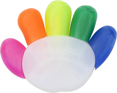 Textmarker Sierra | 5 Farben | Handform – custom/multicolor bedrucken, Art.-Nr. 009999999_3725 Textmarker Sierra | 5 Farben | Handform – custom/multicolor bedrucken, Art.-Nr. 009999999_3725