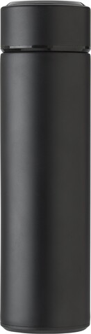 Edelstahl-Thermosflasche (450 ml) mit LED-Anzeige Fatima – Schwarz bedrucken, Art.-Nr. 001999999_427380