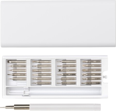 Schraubendreherset Arthur | 25 St. | Magnetischer Koffer – Weiß bedrucken, Art.-Nr. 002999999_428715