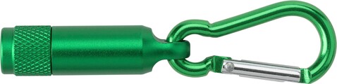 Mini-Taschenlampe aus Aluminium mit Karabiner Tracy – Grün bedrucken, Art.-Nr. 004999999_432009