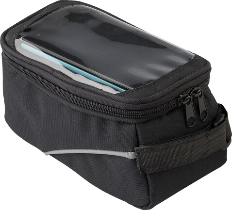 Fahrradlenkertasche aus Polyester (600D) Priya – Schwarz bedrucken, Art.-Nr. 001999999_433242