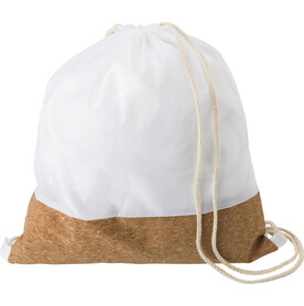 Rucksack aus rPET und Kork mit Kordelzug Elodie – Weiß bedrucken, Art.-Nr. 002999999_437832