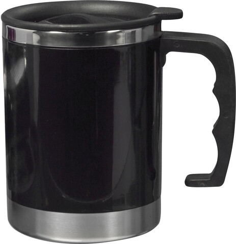 Trinkbecher mit Deckel aus Kunststoff Gabi – Schwarz bedrucken, Art.-Nr. 001999999_4658