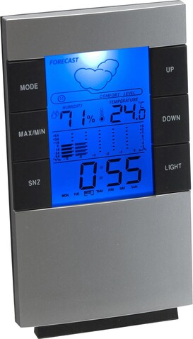 Wetterstation Griffin | Kunststoff | Multifunktion – Silber bedrucken, Art.-Nr. 032999999_4789
