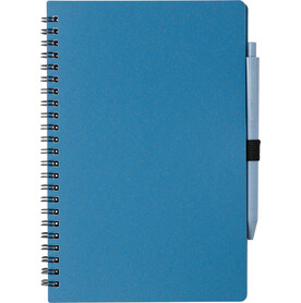 Notizbuch und Kugelschreiber aus Weizenstroh Massimo – Blau bedrucken, Art.-Nr. 005999999_480875
