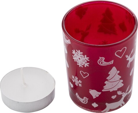 Kerzenhalter Kirsten | Glas – Rot bedrucken, Art.-Nr. 008999999_5039