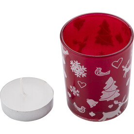 Kerzenhalter Kirsten | Glas – Rot bedrucken, Art.-Nr. 008999999_5039